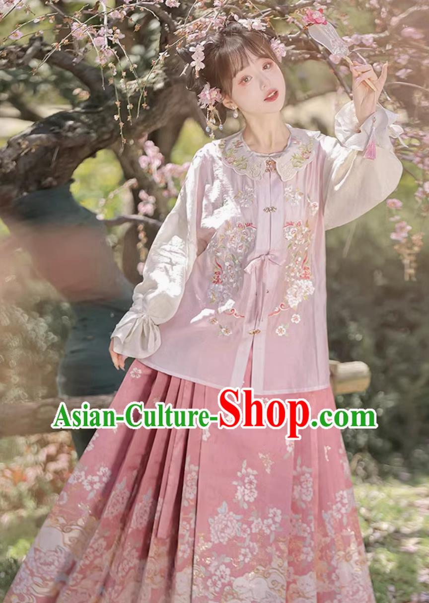 Ming Dynasty HanFu Pink MaMianQun Set Chinese Women Outfit Ming Dynasty HanFu Pink MaMianQun Set Chinese Women Outfit