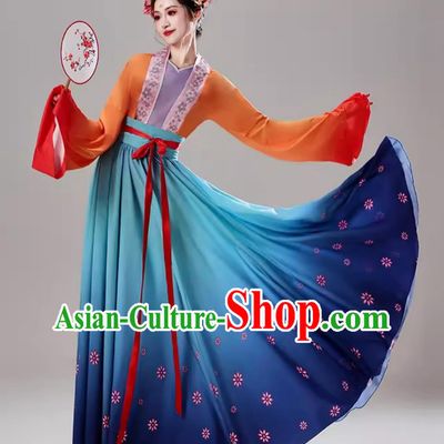 Chinese Classical Dance Performance Costume Women Han Tang Costume Lantern Festival Rendezvous Blossom Dance Dress