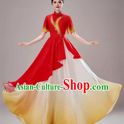 Classical Dance Performance Costume Women Bless The Motherland Choir Costume Opening Dance Modern Red Song Competition Dance Dress