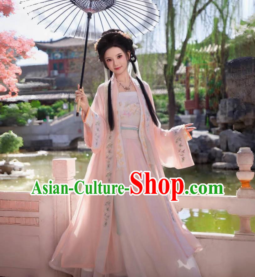 Hanfu Women Peach Blossom Song Dynasty Hanfu Embroidered Pink Set Hanfu Women Peach Blossom Song Dynasty Hanfu Embroidered Pink Set