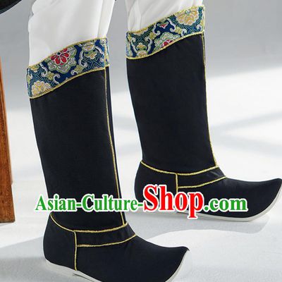 Chinese Ming Dynasty Official Boots Traditional Hanfu Shoes Ancient China Swordsman Black Boots