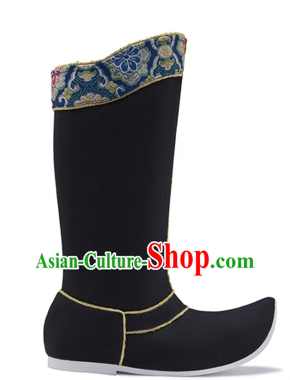 Chinese Ming Dynasty Official Boots Traditional Hanfu Shoes Ancient China Swordsman Black Boots Chinese Ming Dynasty Official Boots Traditional Hanfu Shoes Ancient China Swordsman Black Boots