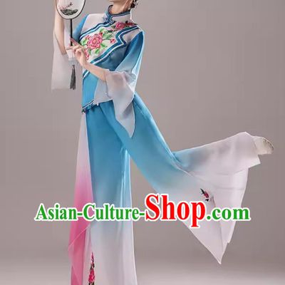 Sky Blue Yangko Dance Costume Performance Costume Women Umbrella Dance Jiaozhou Classical Dance Outfit