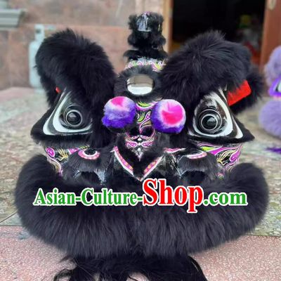 Top Black Wool Lion Dance Equipment Chinese Southern Lion Dance Hok San Lion Head and Costumes Complete Set