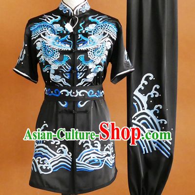 Dragon Embroidery Changquan Wushu Uniform Taolu Training Costume Competition Performance Colorful Outfit Kung Fu Physical Exam Uniform