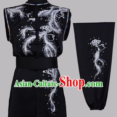 Black Martial Arts Clothing Embroidered Nanquan Wushu Uniform Chinese Kung Fu Competition Costume