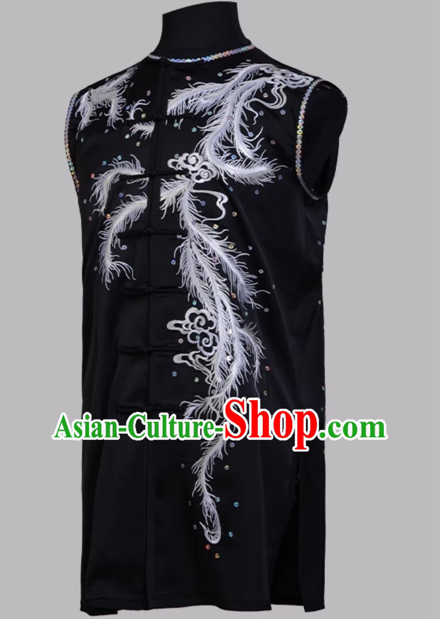 Black Martial Arts Clothing Embroidered Nanquan Wushu Uniform Chinese Kung Fu Competition Costume Black Martial Arts Clothing Embroidered Nanquan Wushu Uniform Chinese Kung Fu Competition Costume