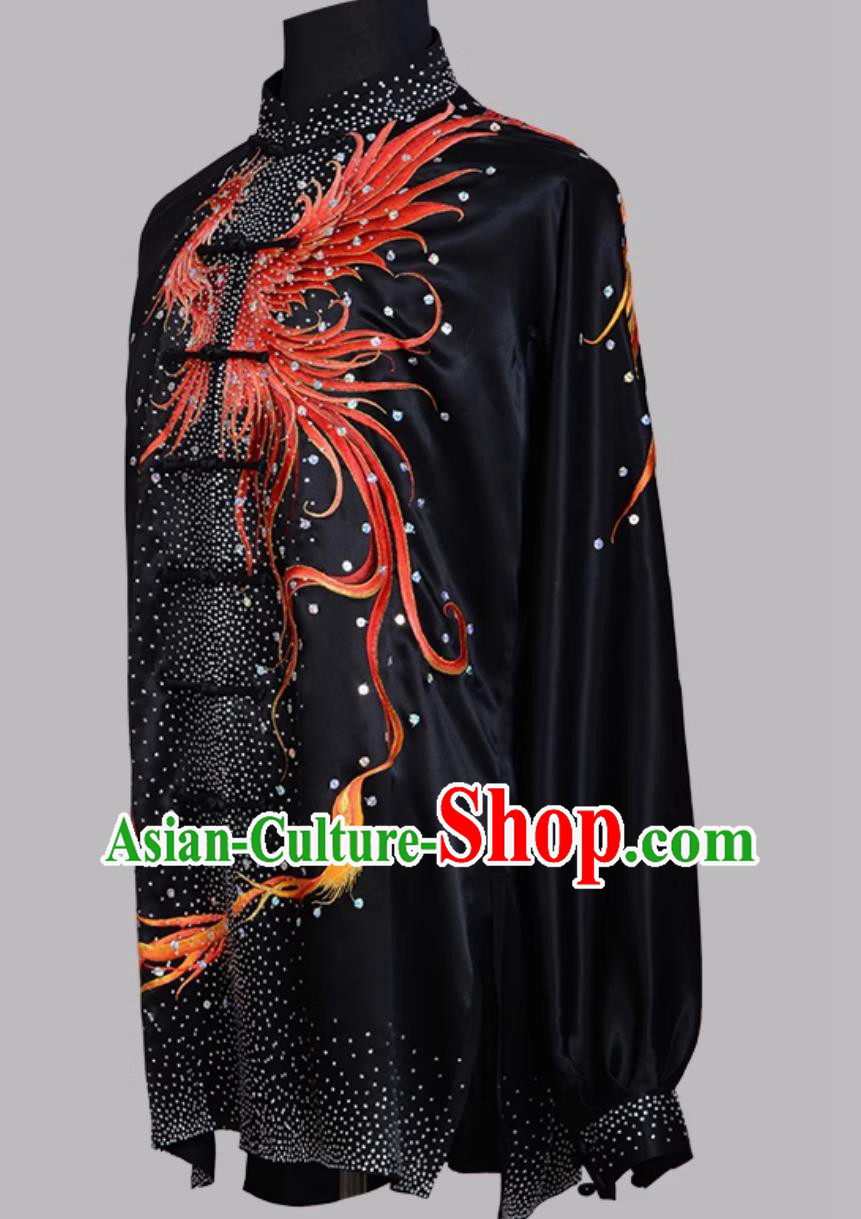 Black Pure Silk Embroidered Taiji Competition Uniform Chinese Style Training Outfit Sparkling Costume Black Pure Silk Embroidered Taiji Competition Uniform Chinese Style Training Outfit Sparkling Costume