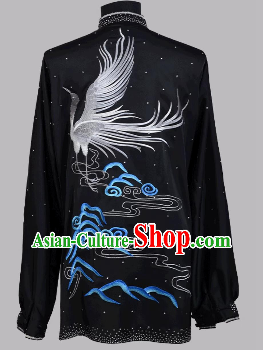 Embroidered Competition Uniform Wushu Exam Costume Kung Fu Chinese Taiji Black Outfit Embroidered Competition Uniform Wushu Exam Costume Kung Fu Chinese Taiji Black Outfit