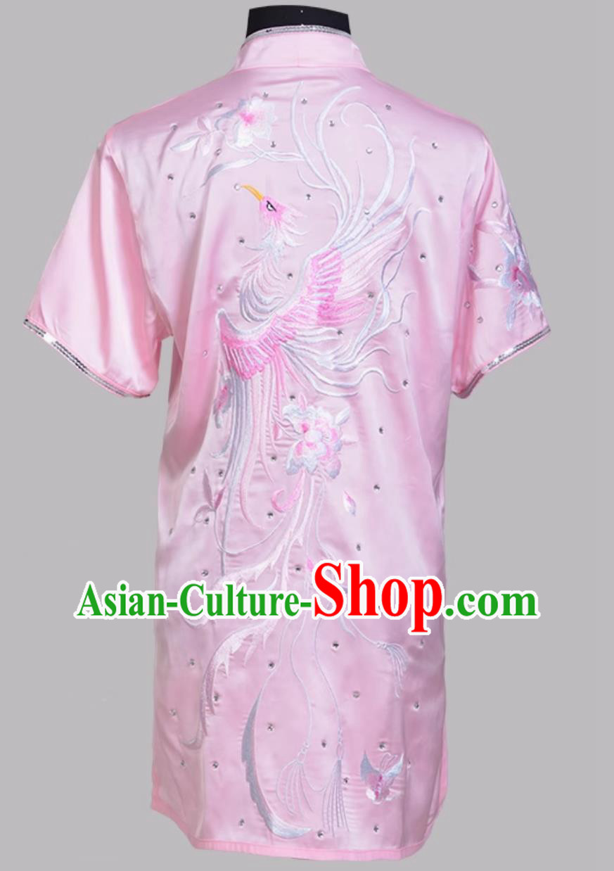 Pink Embroidered Chinese Kung Fu Competition Costume Performance Changquan Outfit