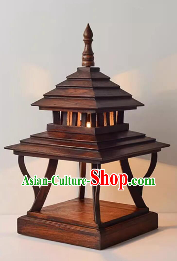 Thai Wood Table Lamp Bedside Lighting Southeast Asian Style Decorative Light Thai Wood Table Lamp Bedside Lighting Southeast Asian Style Decorative Light