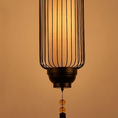 Long Birdcage Lamp Chinese Iron Lighting Tea Room Zen Style Classical Lantern