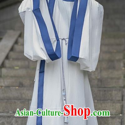 Chinese Song Dynasty Hanfu Lanshan Round Neck Gown Ancient Style Men Attire
