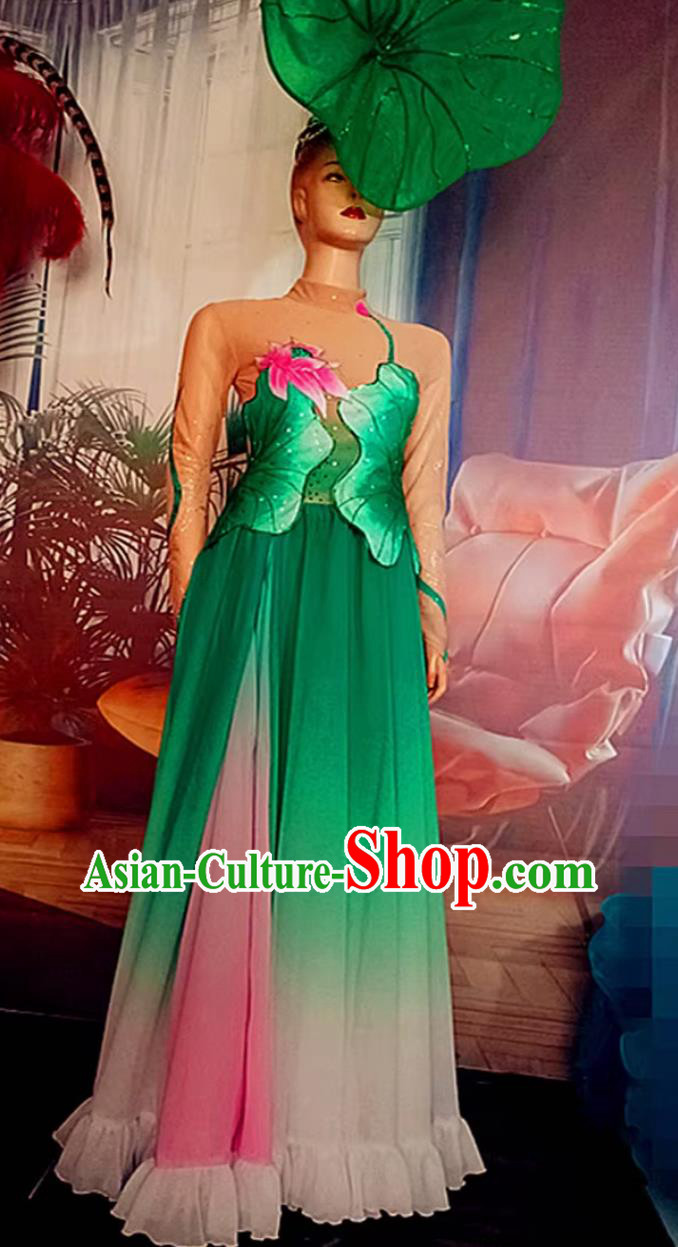 Chinese Style Classical Dance Costume Flowing Long Dress Modern Lotus Group Performance Garment Chinese Style Classical Dance Costume Flowing Long Dress Modern Lotus Group Performance Garment