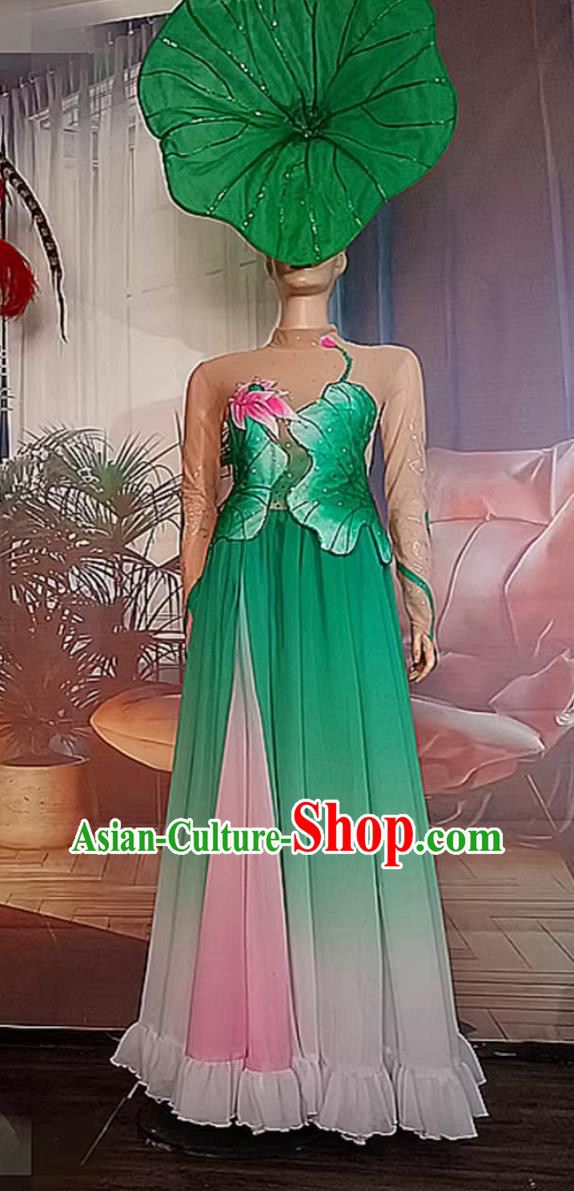 Chinese Style Classical Dance Costume Flowing Long Dress Modern Lotus Group Performance Garment Chinese Style Classical Dance Costume Flowing Long Dress Modern Lotus Group Performance Garment
