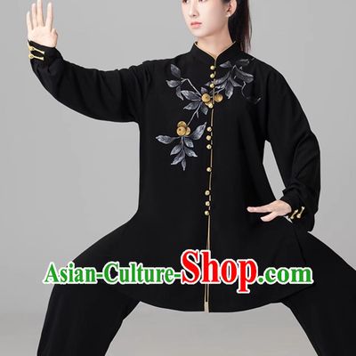 Women Tai Chi Suit Taiji Duan Jin Training Uniform Mid Long Performance Hand Painted Outfit