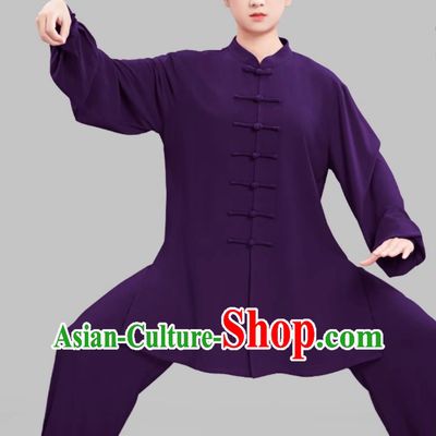 Purple Women Stretch Tai Chi Suit Ba Duan Jin Taiji Training Outfit