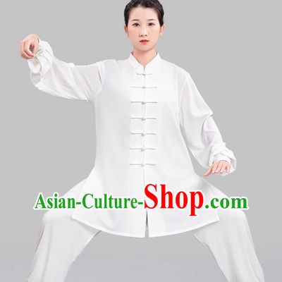 White Women Stretch Tai Chi Suit Ba Duan Jin Taiji Training Outfit