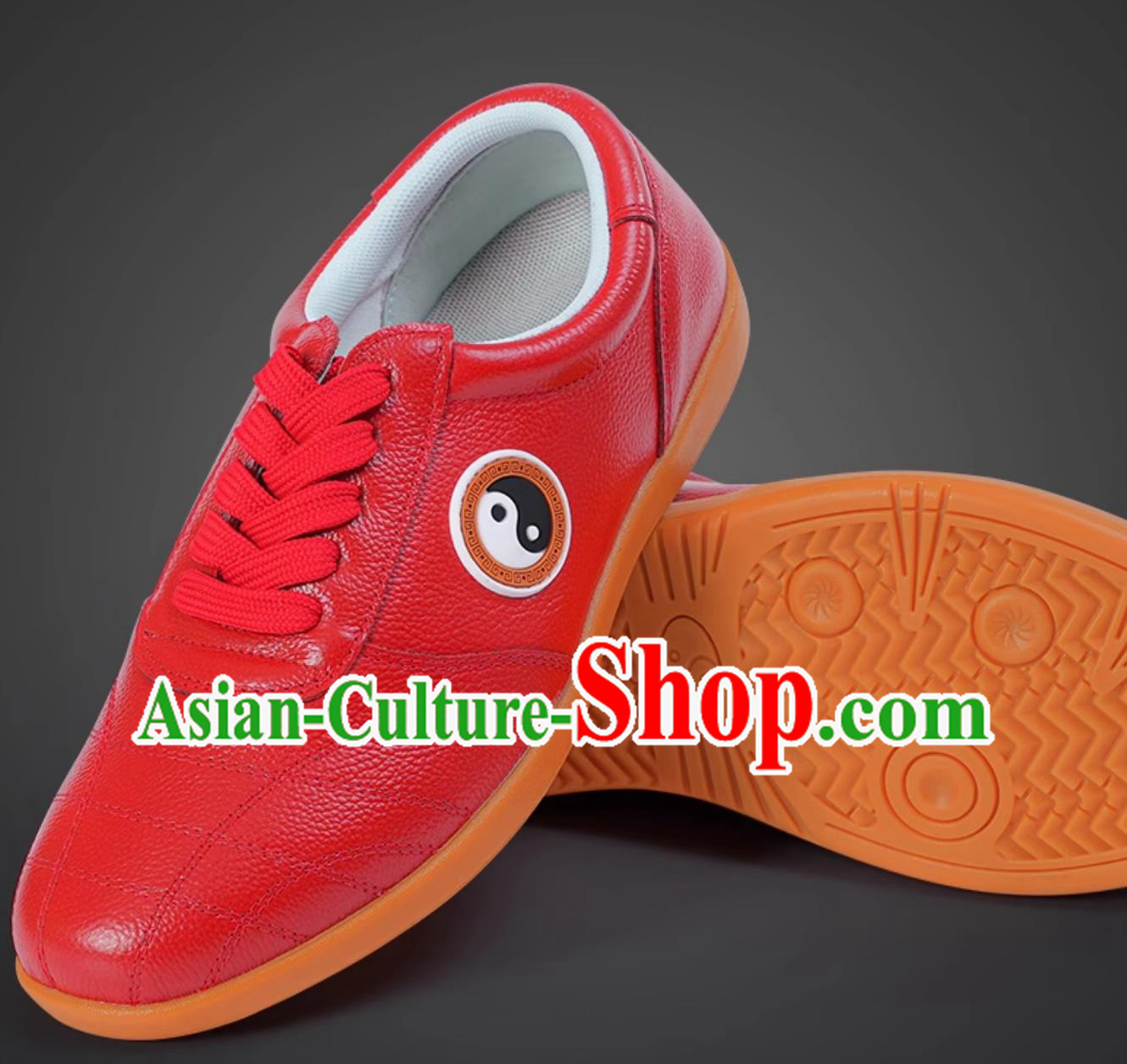 Red Top Leather Tai Chi Shoes Rubber Sole Ba Duan Jin Training Shoes Red Top Leather Tai Chi Shoes Rubber Sole Ba Duan Jin Training Shoes