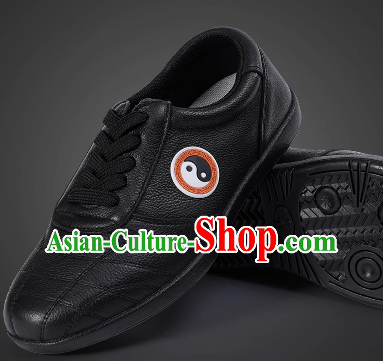 All Black Leather Tai Chi Shoes Professional Ba Duan Jin Training Shoes
