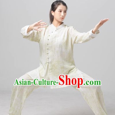 Tai Chi Training Costume Women Diagonal Collar Tai Chi Suit Chinese Ba Duan Jin White Uniform