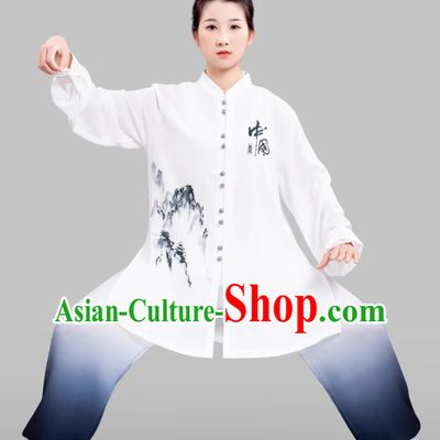 Ink Painting Gradient Tai Chi Suit Chinese Style Ba Duan Jin Training Attire