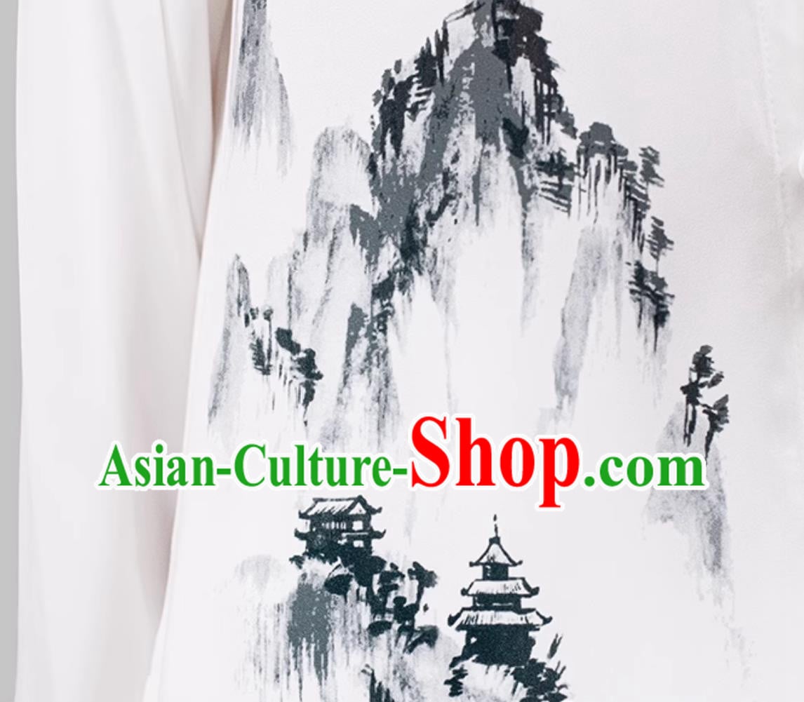 Ink Painting Gradient Tai Chi Suit Chinese Style Ba Duan Jin Training Attire Ink Painting Gradient Tai Chi Suit Chinese Style Ba Duan Jin Training Attire