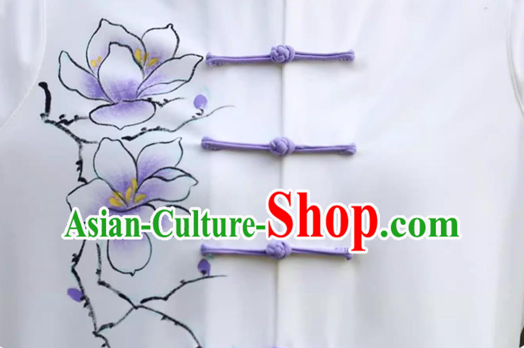 Hand Painted Magnolia Women Tai Chi Suit Tai Chi Training Performance Competition Costume Hand Painted Magnolia Women Tai Chi Suit Tai Chi Training Performance Competition Costume