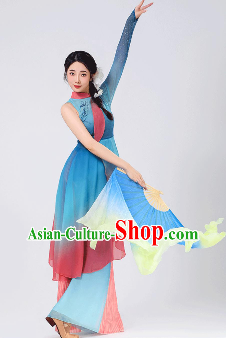 Classical Dance Costume Chinese Style Performance Outfit Jiaozhou Yangko Fan Dance Dress Classical Dance Costume Chinese Style Performance Outfit Jiaozhou Yangko Fan Dance Dress