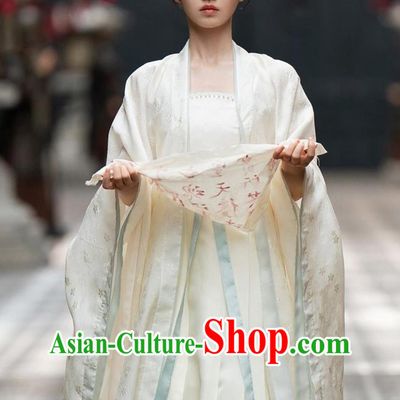 Traditional Chinese White Hanfu Dress TV Series Guardians of the Dafeng Princess Lin An Costume Ancient China Noble Lady Clothing