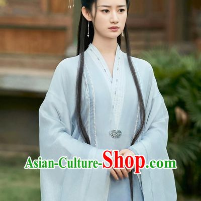Ancient Chinese Drama Princess Clothing Traditional Blue Hanfu Dress TV Series A Moment But Forever Zhi Dai Costume