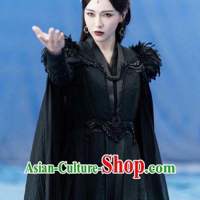 TV Series A Moment But Forever Goddess Wu Shuang Black Costume Ancient Chinese Drama Queen Dress Traditional Clothing