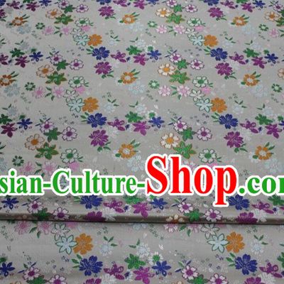 Traditional Chinese White Brocade Classical Flowers Pattern Design Satin Drapery Tang Suit Cheongsam Fabric