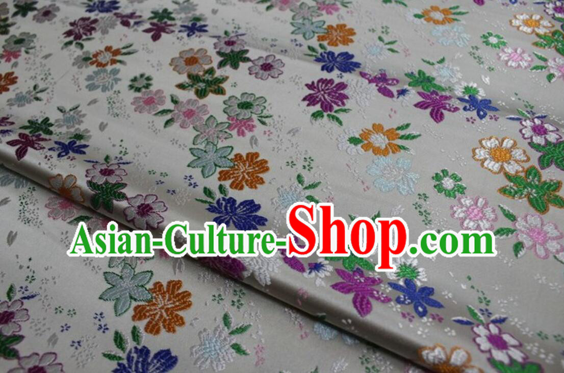 Traditional Chinese White Brocade Classical Flowers Pattern Design Satin Drapery Tang Suit Cheongsam Fabric Traditional Chinese White Brocade Classical Flowers Pattern Design Satin Drapery Tang Suit Cheongsam Fabric