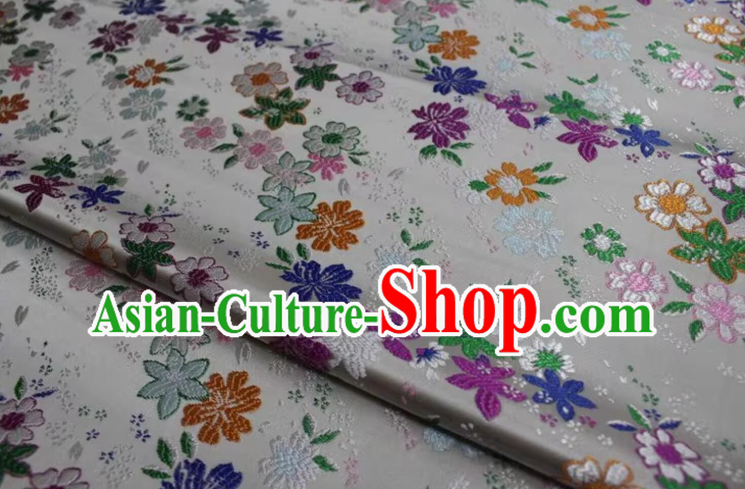 Traditional Chinese White Brocade Classical Flowers Pattern Design Satin Drapery Tang Suit Cheongsam Fabric Traditional Chinese White Brocade Classical Flowers Pattern Design Satin Drapery Tang Suit Cheongsam Fabric