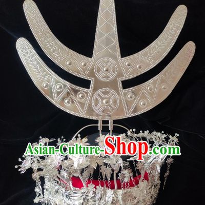 Chinese Shui Ethnic Silver Headpiece Handmade Minority Crown