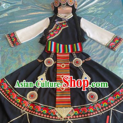 Handmade Naxi Ethnic Embroidery Costume Chinese Minority Nationality Clothing