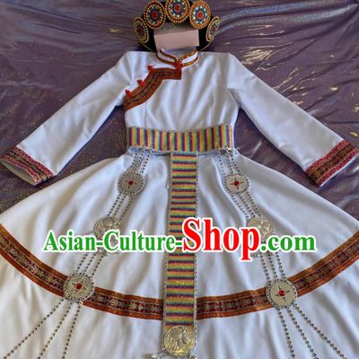 Chinese Minority Nationality Clothing White Handmade Naxi Ethnic Embroidery Costume
