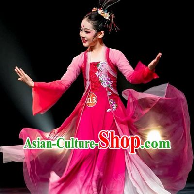 Classical Dance Costume Women Flowing Performance Outfit Chinese Han Tang Stage Clothing Pink Hanfu Dress