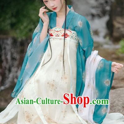 Chinese Replica Traditional Attire Tang Dynasty Hanfu Dress Women High Waist Ruqun