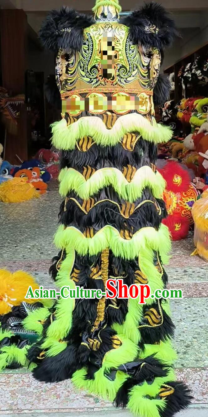 Black Wool Chinese Dancing Lion Head Traditional Celebration Lion Dance Costumes Complete Set Black Wool Chinese Dancing Lion Head Traditional Celebration Lion Dance Costumes Complete Set