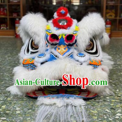 White Wool Chinese Dancing Lion Fut San Lion Head Traditional Celebration Lion Dance Costumes Complete Set