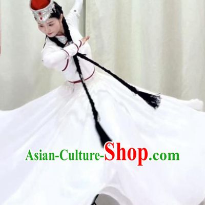 Chinese Mongol Nationality Dance White Dress Mongolian Dance Group Performance Costume Eternal Anthem Dance Repertoire Attire