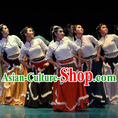 Customized Tibetan Performance Costume Chinese Women Group Dance Clothing Zang Nationality Folk Dance Red Dress