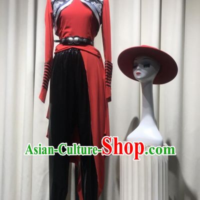 Mongolian Group Dance Costume For Stepping Into The Light Chinese Lotus Award Ethnic Folk Dance Performance Red Attire