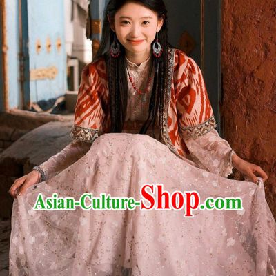 Xinjiang Kashgar Ethnic Dress Uyghur Princess Traditional Dance Costume Set