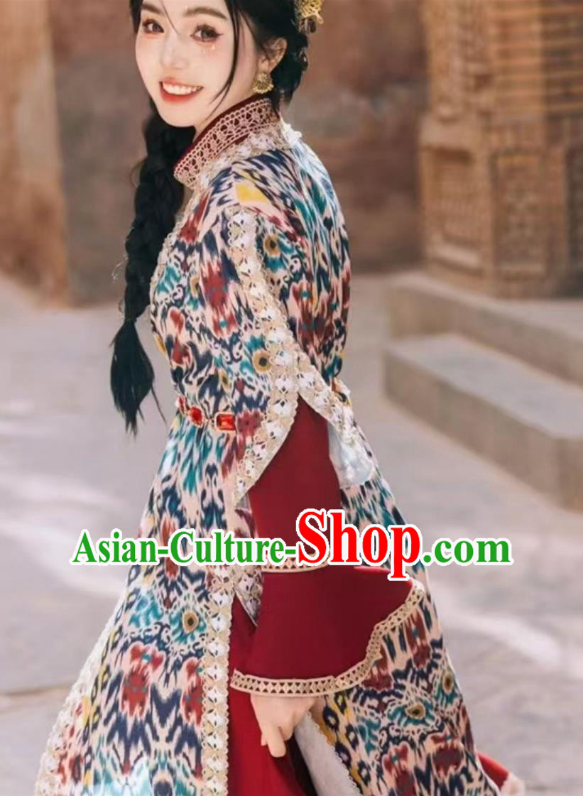 Uyghur Kashgar Princess Silk Road Costume Red Xinjiang Maiden Outfit Uyghur Kashgar Princess Silk Road Costume Red Xinjiang Maiden Outfit