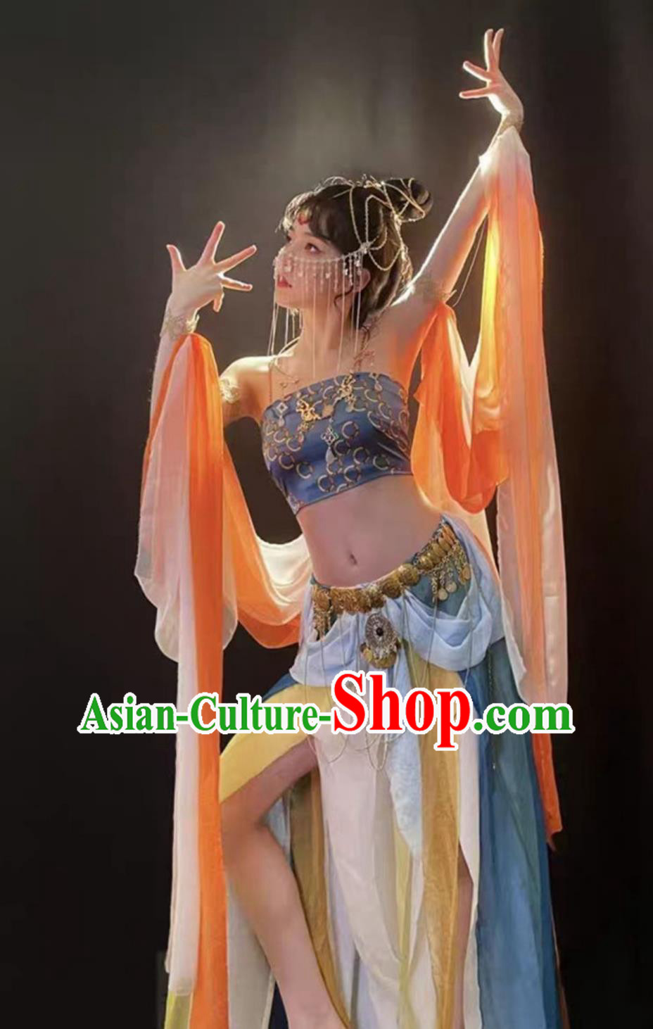 Dunhuang Feitian Hanfu Ancient Ethereal Performance Costume Chinese Style High Slit Dance Dress Dunhuang Feitian Hanfu Ancient Ethereal Performance Costume Chinese Style High Slit Dance Dress