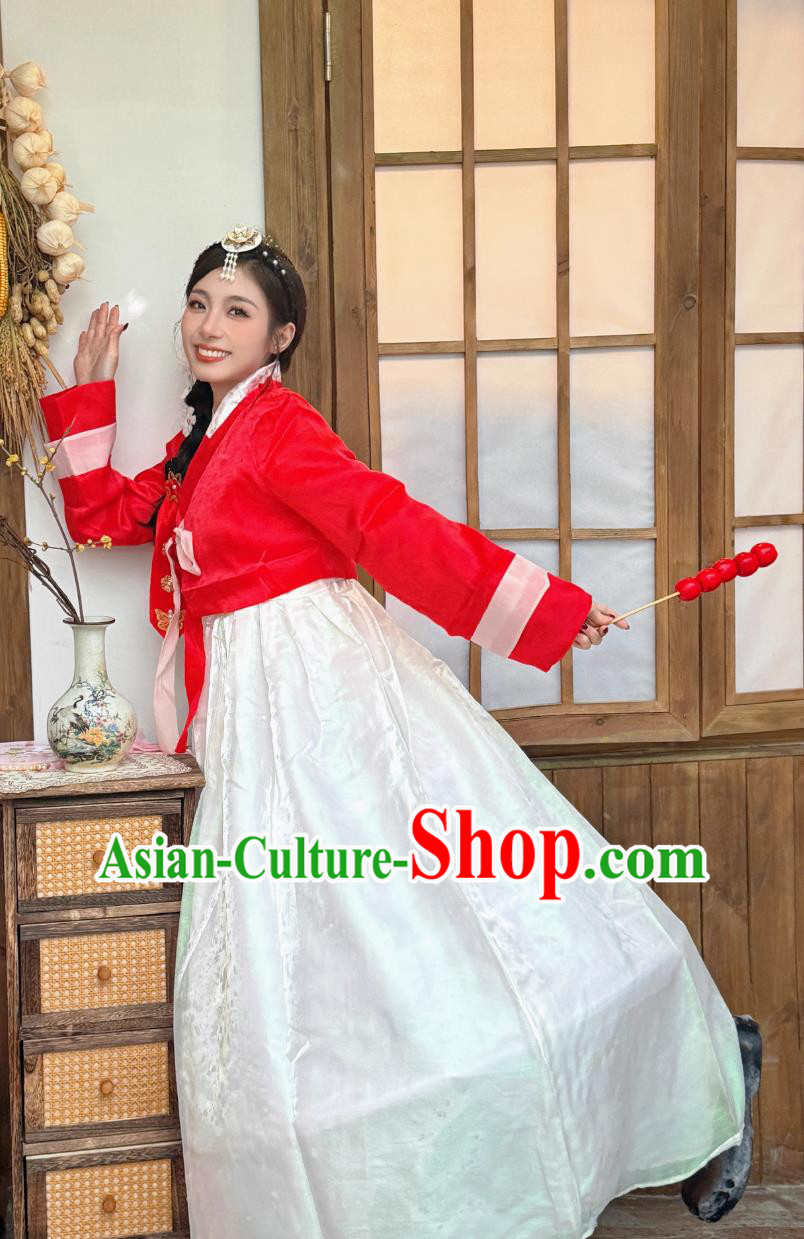 Yanji Princess Blouse and Dress Set Korean Hanbok Ancient Style Ethnic Attire Yanji Princess Blouse and Dress Set Korean Hanbok Ancient Style Ethnic Attire