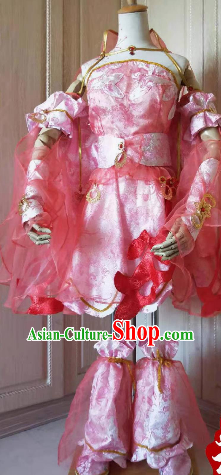 JX Ding Guo Tao Young Lady Pink Dress Qi Xiu Xiu Luo Cosplay Costume JX Ding Guo Tao Young Lady Pink Dress Qi Xiu Xiu Luo Cosplay Costume